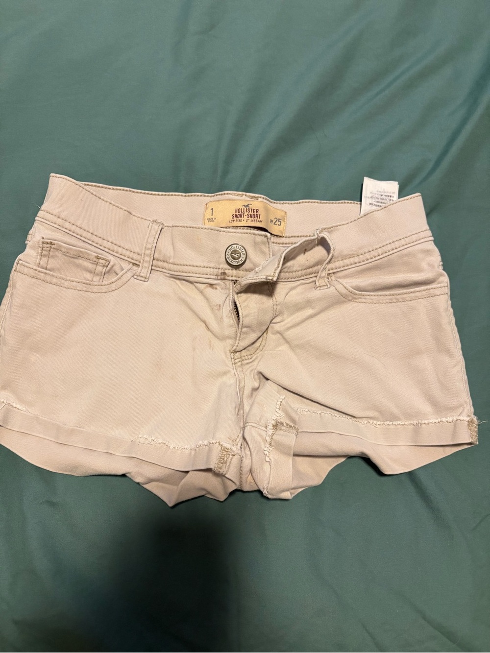 Hollister Beige Low-Rise Denim Shorts